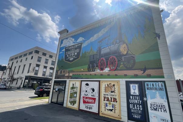 A colorful mural in the small town of Honesdale, PA