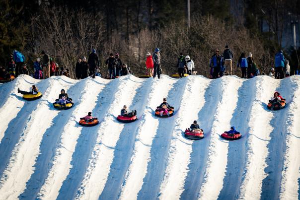 A view of the snow tubing shoots at Blue Mountain Resort.
