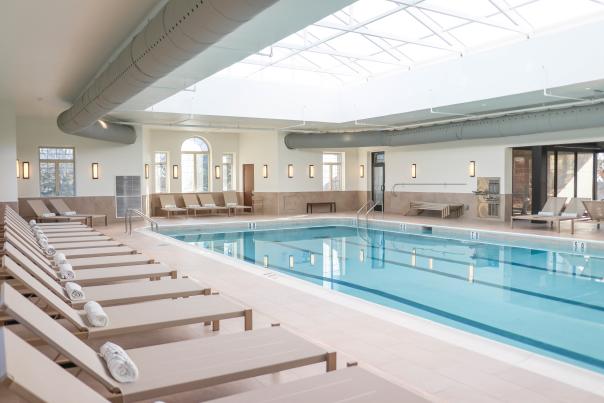 A view of the brand new pool and Aquatic Center at Skytop Lodge in the Poconos.