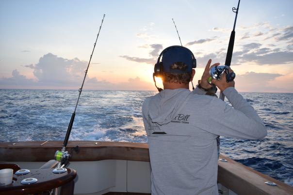 Fishing offshore sunrise