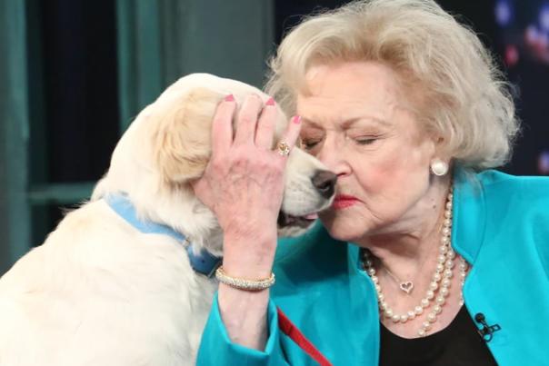 Betty White with a dog