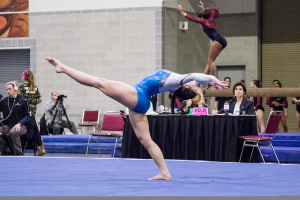 Gymnast performing a floor routine