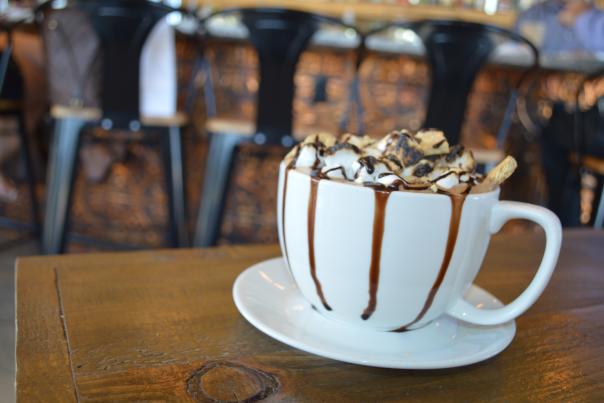 Hand crafted coffee drink at Trummers