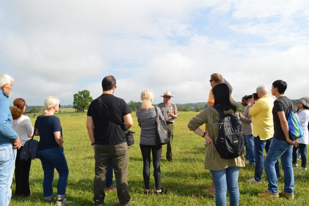 Tour Group and Interpreter at Manassas National Battlefield