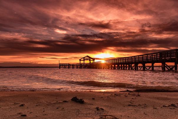 Sunset view of the fishing peer at Leesylvania State Park