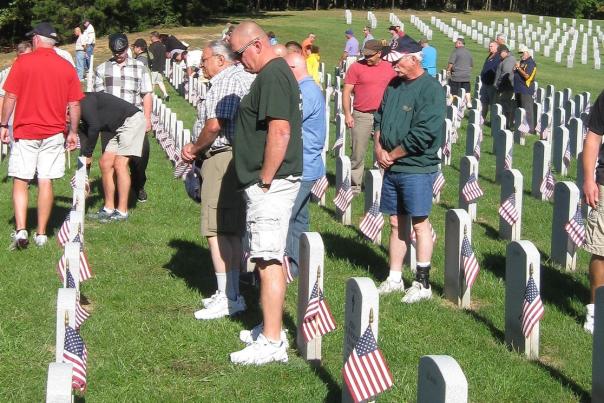 veterans visiting the Quantico Cemetery