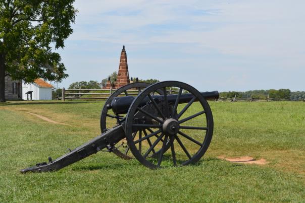 A cannon in a battlefield
