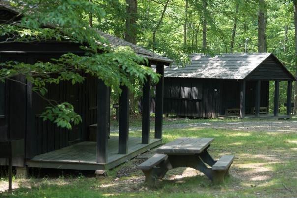 exterior image of 2 historic rustic cabins in Prince William Forest
