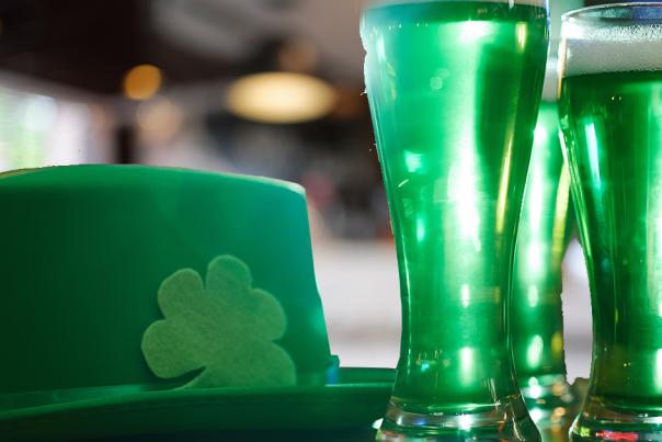 St. Patrick's Day green hat and beers