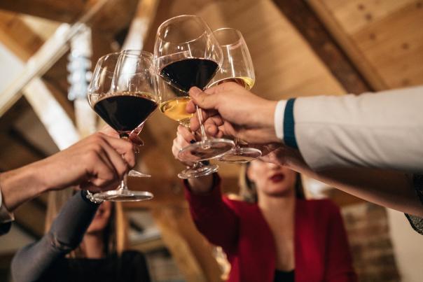Wine Cheers Stock Photo