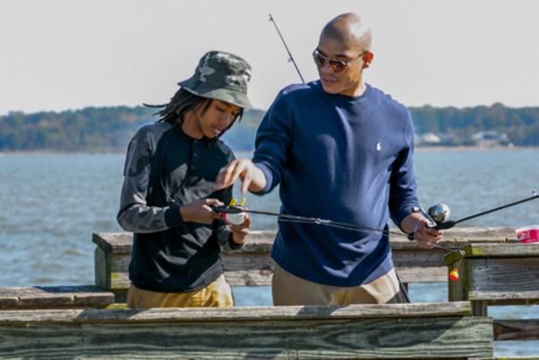Father and son fishing