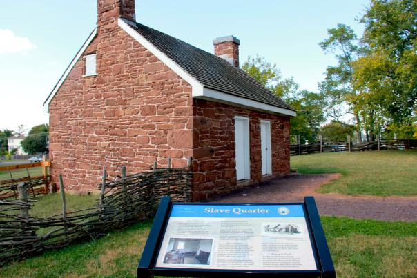 exterior view of Ben Lomond's  Slave Quarter a small brick building