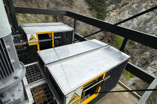 Bonnie & Clyde, the new electric winch motors at Shotover Canyon Swing