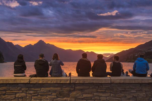 Fiery Sunset From Queenstown Beach in Summer