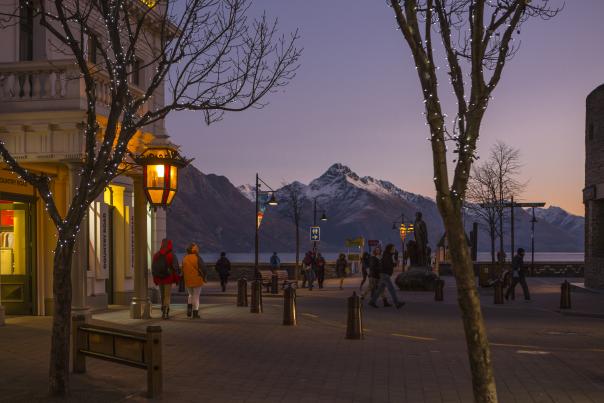 Queenstown town centre by night