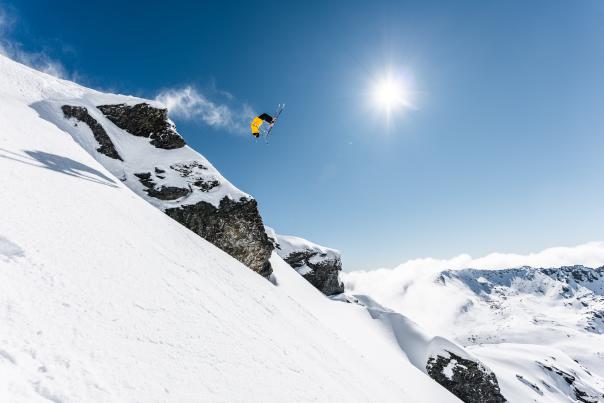 Blake Marshall Backflipping at The Remarkables on a bluebird winters day