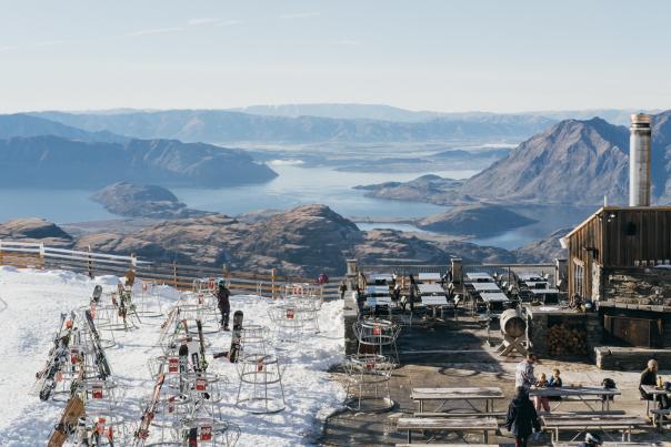 Opening day of the winter season at Treble Cone on a bluebird day