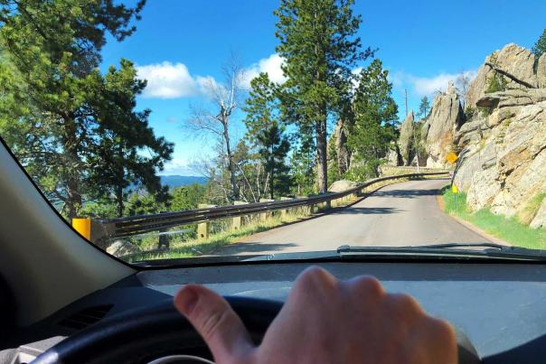 View of Driving Needles Highway in Custer State Park