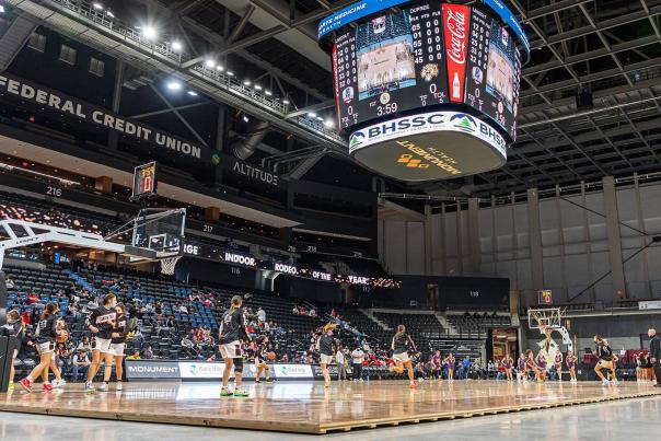 Lakota Nation Invitational Girls Basketball game in the Summit Arena