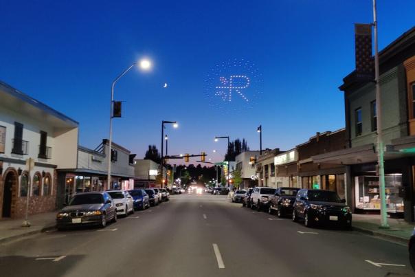 drone show over downtown