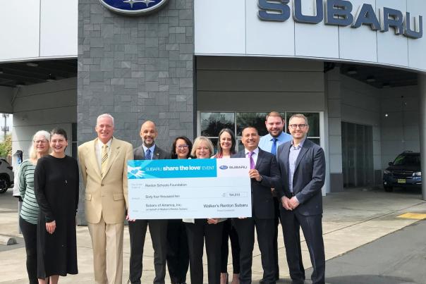 Renton Schools Foundation Walker Subaru 2022 Share the Love donation check 5_2022