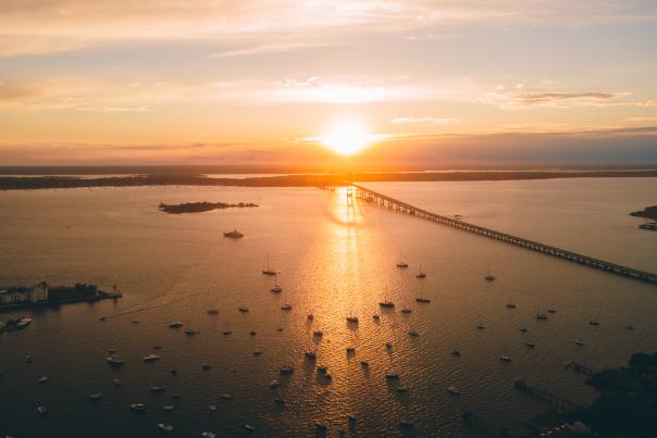 Newport Bridge at Sunset
