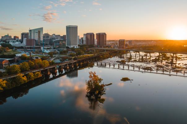 Aerial Richmond View with James River