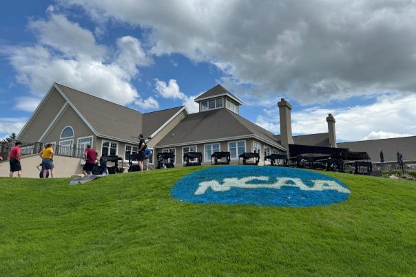 NCAA Logo Painted on Golf Course for NCAA Division 3 Golf Championships in Rochester, NY