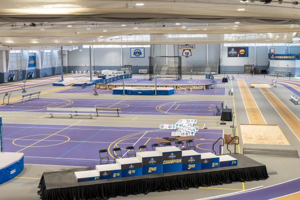 Indoor athletic space set up for NCAA track and field championships
