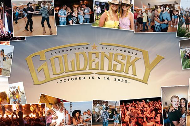 collage of photos featuring people at music festivals - golden sky sacramento, california October 15 and 16, 2022