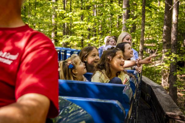 Kids on Train Ride at park