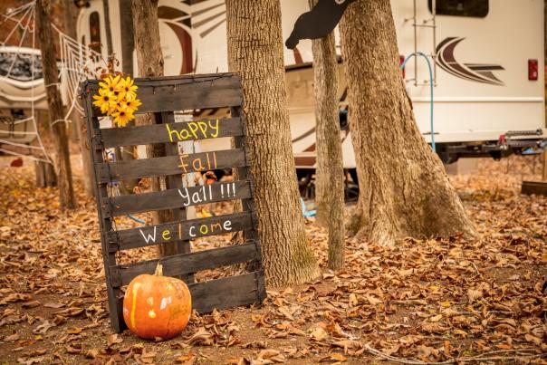 Fall sign at Dan Nicholas Park Campground