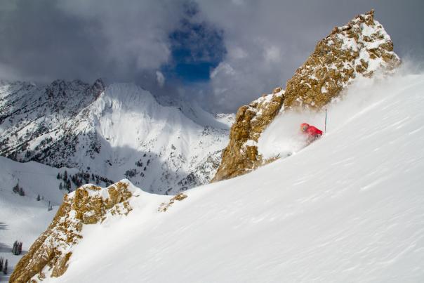 Skier in Powder at Alta