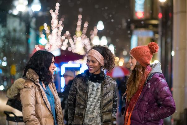 Women in Downtown Salt Lake During the Holidays