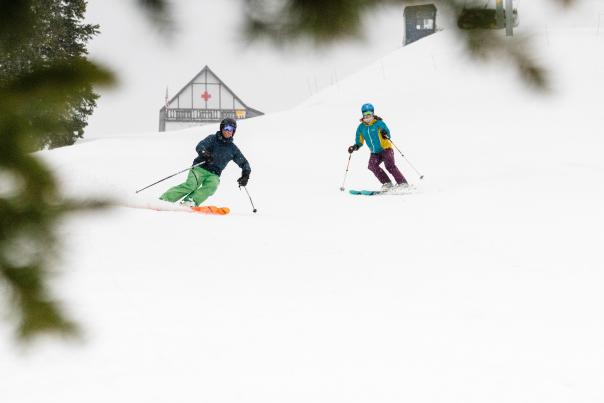 Couple Skiing at Solitude
