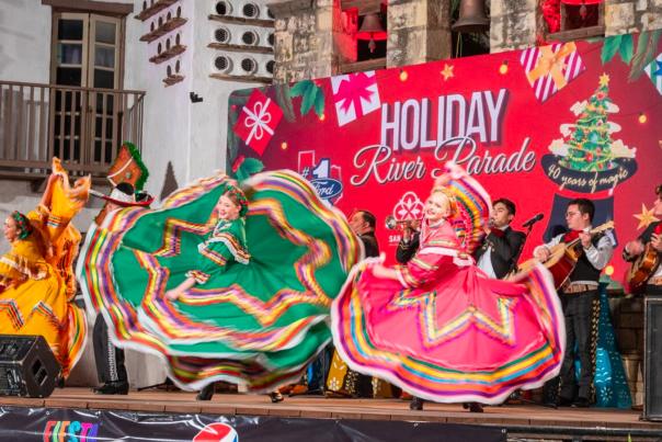 Folklorico dancers dancing onstage