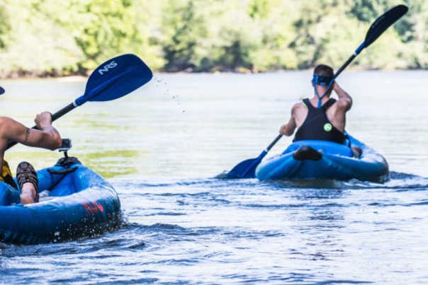 Two people kayaking on the chattahoochee river