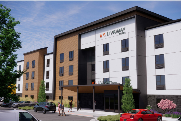 An exterior view of the planned LivWay Suites in San Marcos, Texas