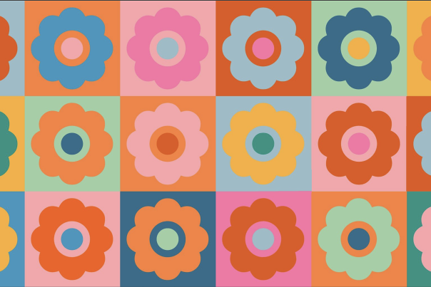 Header image of stylized flowers