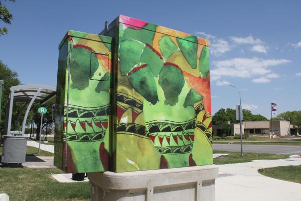Photo of art on a traffic box