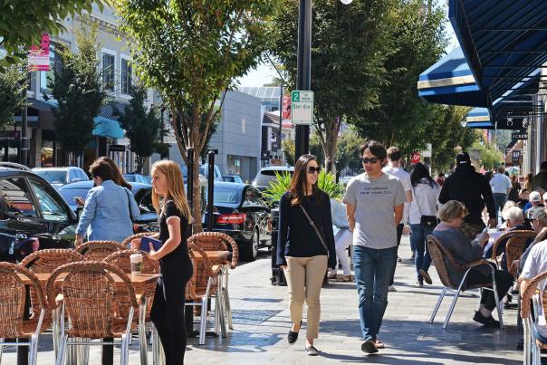 People walking in downtown Burlingame