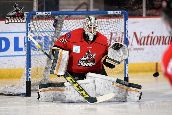 Adirondack Thunder goalie defending goal