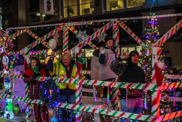 Holiday Parade float with lights