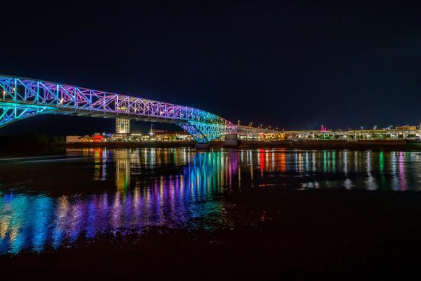 Bakowski Bridge of Lights on the Texas Street Bridge at Night