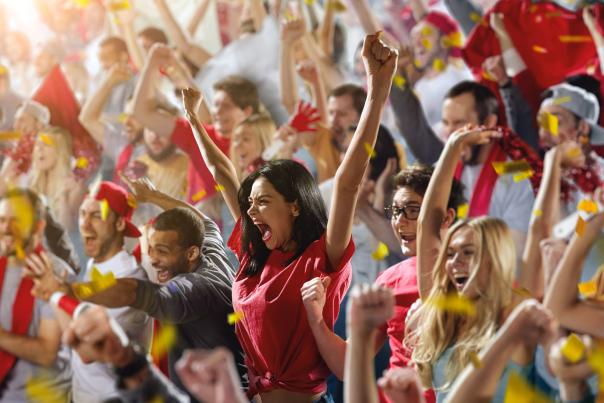 Sports spectators cheering