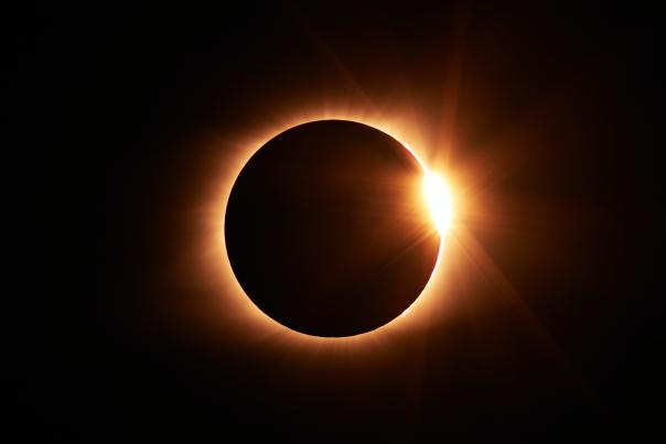 A photo of the sun being eclipsed