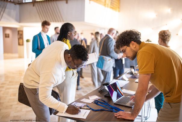 An event registration desk
