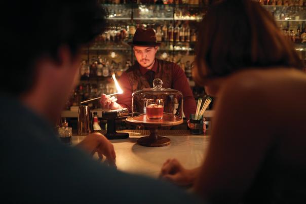 Bartender lighting a Cocktail on fire in Paso Robles