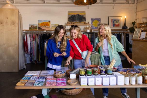 Three women shopping in San Luis Obispo
