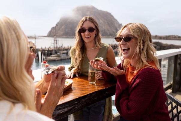 Group dining on the bay in Morro Bay